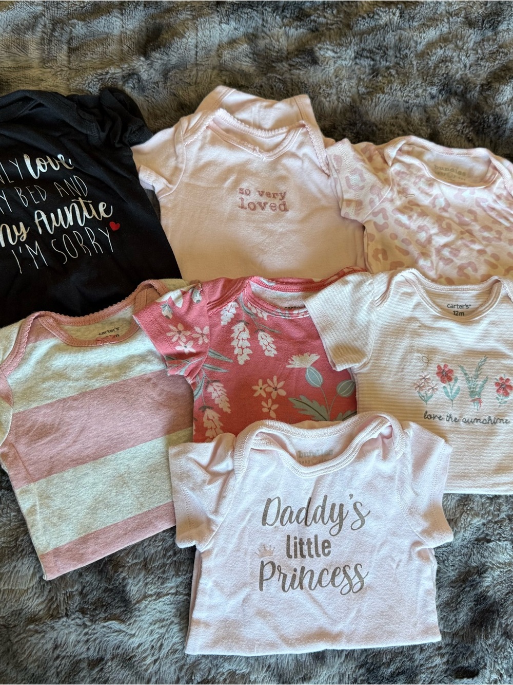 Carter’s Baby Girl 12M Short Sleeve Bodysuit 7 Piece Bundle